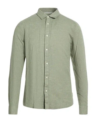Only & Sons Man Shirt Green Size S Linen, Cotton, Recycled Cotton In Gray