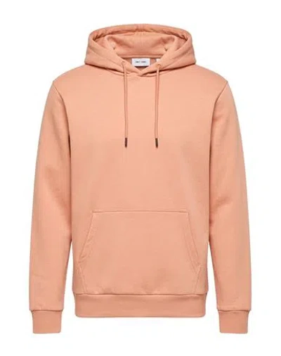 Only & Sons Man Sweatshirt Apricot Size Xs Cotton, Polyester In Orange