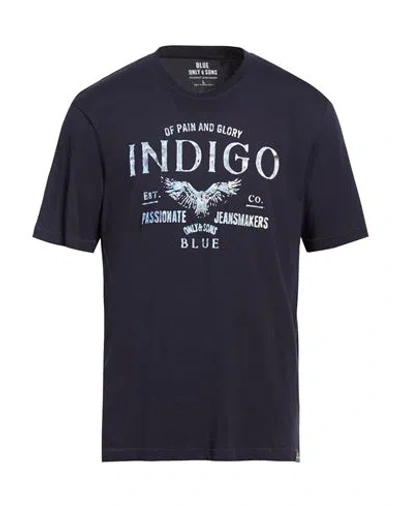 Only & Sons Man T-shirt Midnight Blue Size Xl Cotton In Black