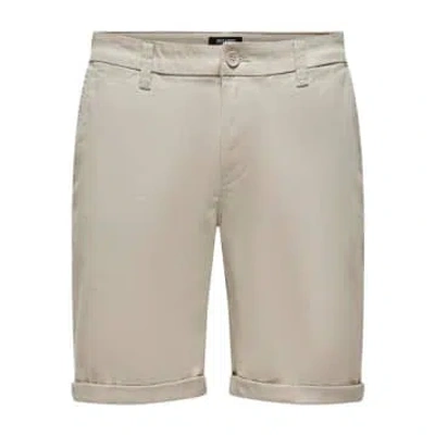 Only & Sons Peter Chino Shorts Silver Lining In Metallic