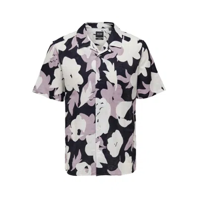 Only & Sons Purple Linen Shirt In Neutral