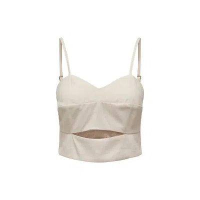 Only Beige Polyester Tops & T-shirt In White