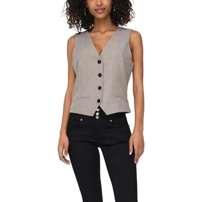 Only Beige Polyester Waistcoat In Gray