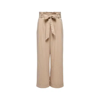 Only Beige Viscose Casual Pants In Neutral