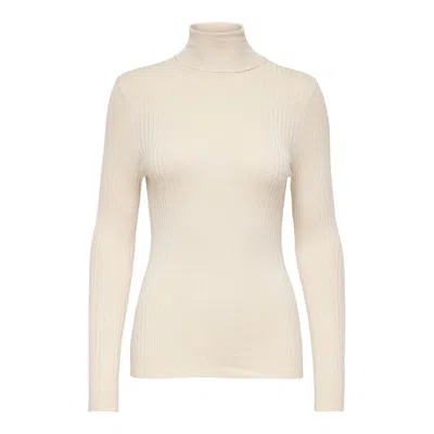 Only Beige Viscose Turtleneck In Gray