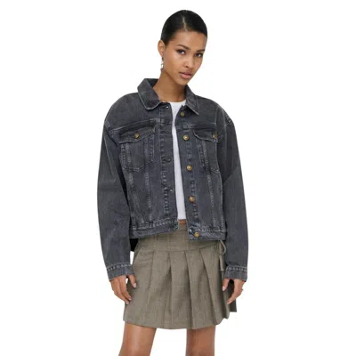 Only Black Cotton Denim Jacket In Blue