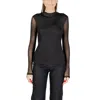 Only Mesh-panelled High-neck Top In Black