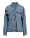 Only Blue Denim Woman Denim Shirt Blue Size L Cotton In Blue