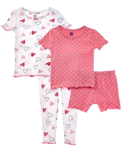 Only Boys Kids' 4pc Snuggle Rib Pajama Set In Pink
