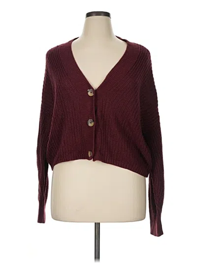 Pre-owned Only Cardigan Sweater In Burgundy
