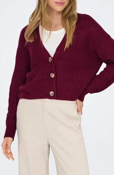 Only Carol Crop Cardigan In Brown