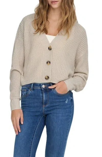 Only Carol Crop Cardigan In Brown