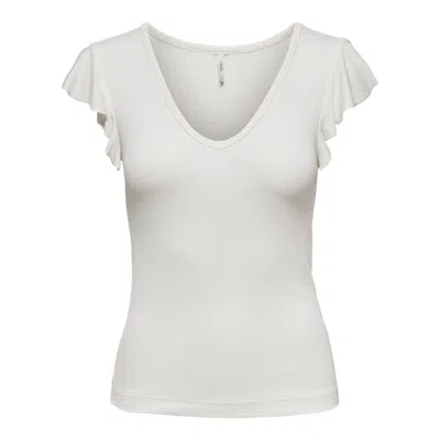 Only Cream Viscose T-shirt In White