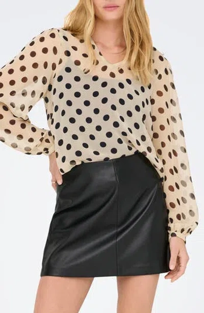 Only Fedja Polka Dot Long Sleeve Woven Top In Multi