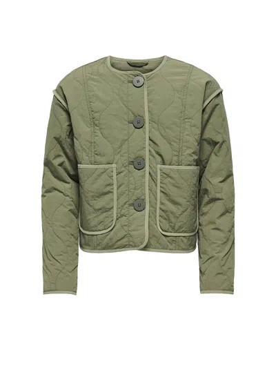 Only Girls' Contrast Quilted Jacket Green In Blue