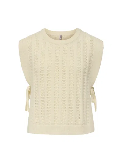 Only Girls' Knit Waistcoat Cream In White