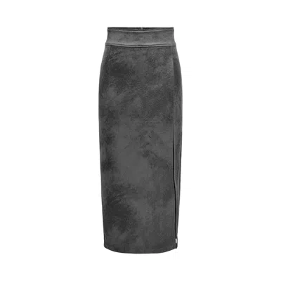 Only Synthetic Leather Women's Skirt In Gray