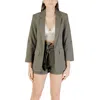 Only Green Viscose Blazer In Animal Print