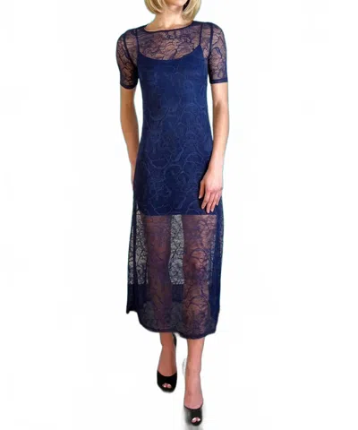 Only Hearts Go Ask Alice Lace Overlay Midi Dress In Ink In Multi