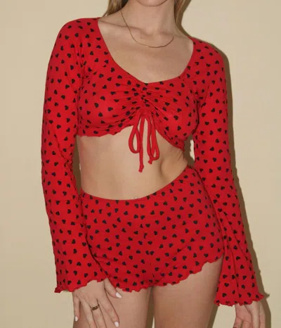 Only Hearts Heart Daisy Sleep Set In Tango In Red