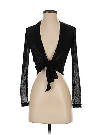 Pre-owned Only Hearts Long Sleeve Top Black Plunge Neckline Tops