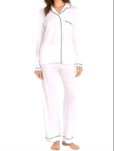 Only Hearts Organic Cotton Piped Pajamas In White/black Trim
