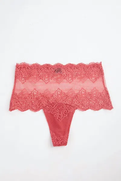 Only Hearts So Fine Lace High Cut Thong In Guava In Pink