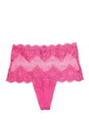 Only Hearts So Fine Lace High Cut Thong In Pink Orchid In Pink