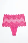 Only Hearts So Fine Lace High Cut Thong In Pink Orchid In Pink
