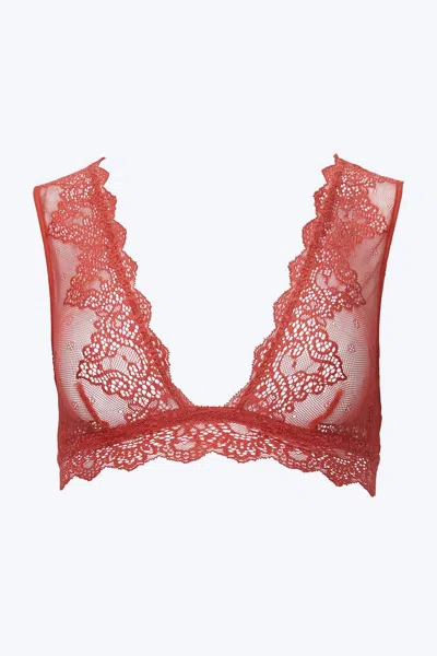 Only Hearts So Fine Lace Tank Bralette In Guava In Red