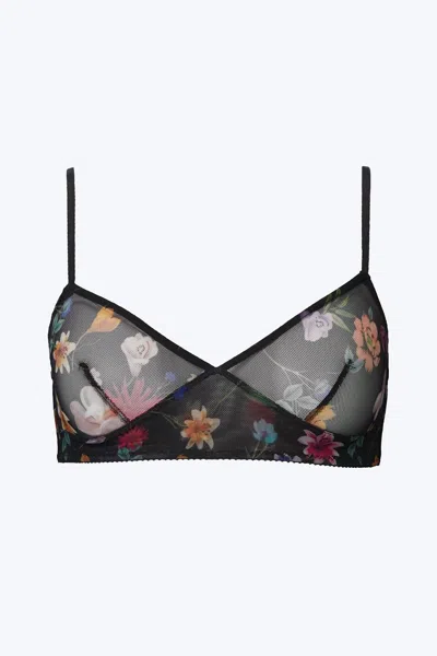 Only Hearts Sylvie Retro Bra In Black Floral In Multi