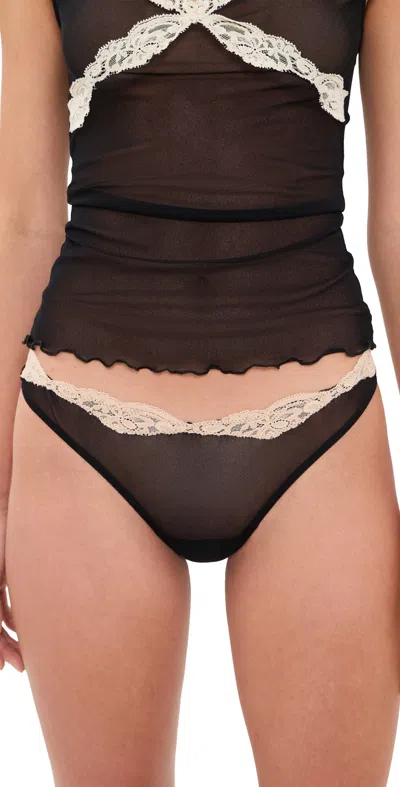 Only Hearts Tulle Lace Thong Black/chai