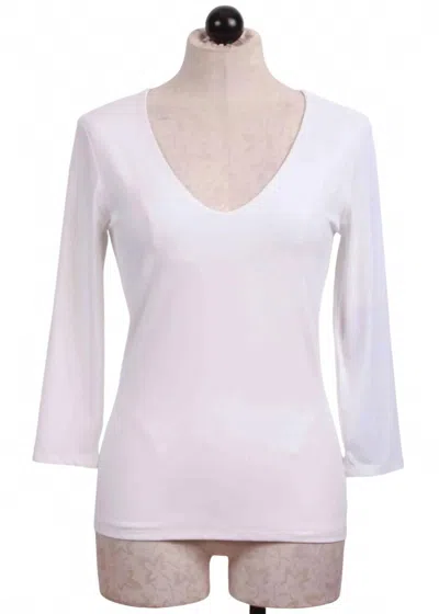 Only Hearts Women's Delicious Quarter Sleeve V Neck Top In White