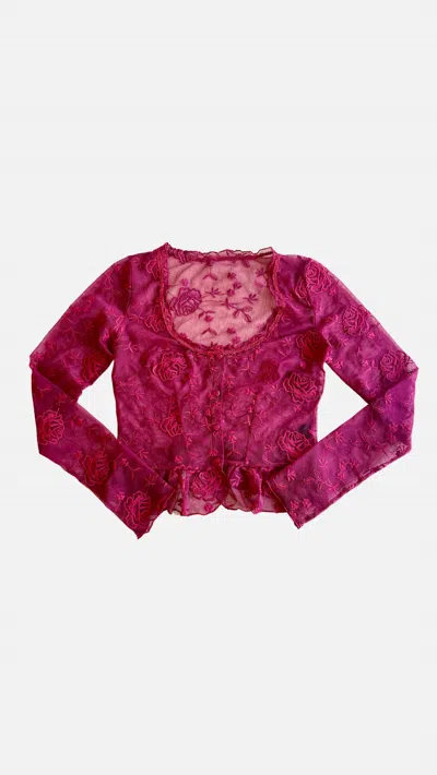 Only Hearts Women's Rosalia Peplum Cardigan In Burgundy In Pink