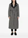 Only Houndstooth-pattern Belted Coat In Black