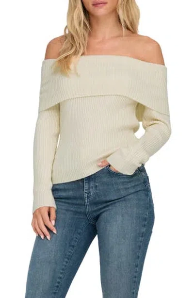 Only Katia Off The Shoulder Knit Top In Gray