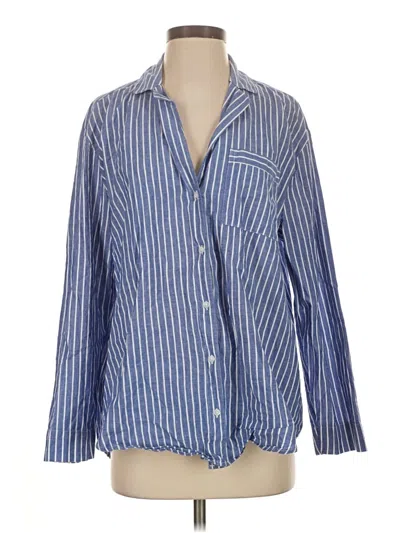 Pre-owned Only Long Sleeve Button Down Shirt In Blue