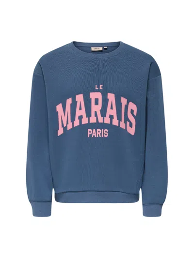 Only Marisa Long Sleeves O-neck Loose Printed Sweatshirts In Blue