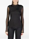 Only Mesh-panelled High-neck Top In Multi