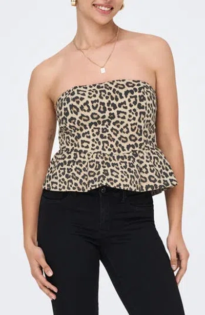 Only Onllowa Peplum Top In Brown