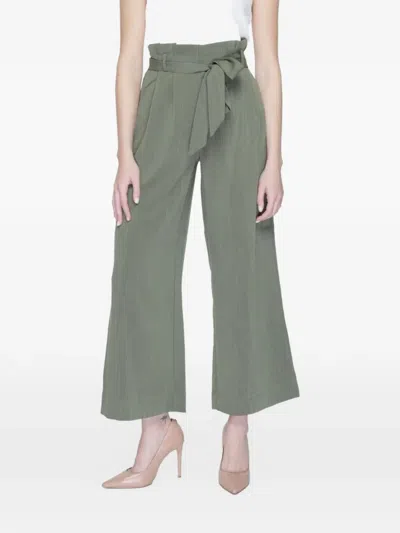 Only Onlmarsa Paperbag-waist Belted Trousers In Green