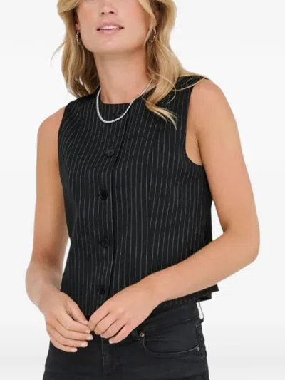 Only Onmalena-reina Pinstripe Waistcoat In Black