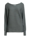 Only Our Story Woman Sweater Sage Green Size M Viscose, Nylon In Gray