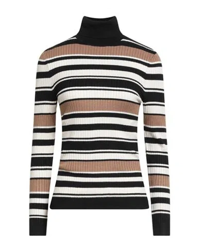 Only Our Story Woman Turtleneck Black Size L Viscose, Nylon In Multi