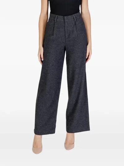 Only Pleated Wide-leg Trousers In Gray