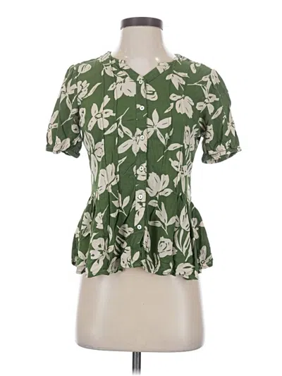 Pre-owned Only Short Sleeve Blouse In Green