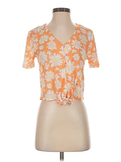 Pre-owned Only Short Sleeve Top Orange Keyhole Neckline Tops