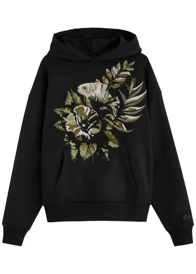 Only The Blind Botanical Hooded Cotton Sweatshirt In Black