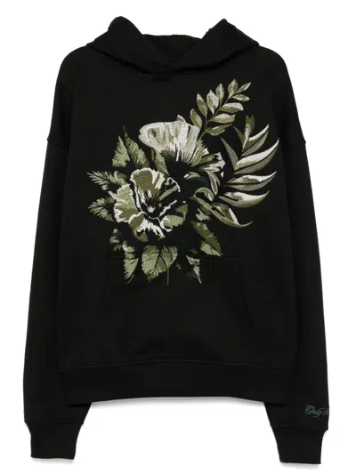 Only The Blind Botanical Hooded Cotton Sweatshirt In Black