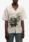 Only The Blind Botanical Printed Linen Shirt In Neutral